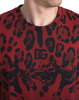 Dolce & Gabbana Red Leopard Print Cotton Tank Top