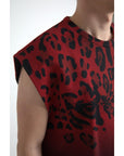 Dolce & Gabbana Red Leopard Print Cotton Tank Top