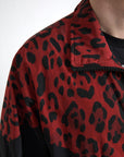 Dolce & Gabbana Red Leopard Zip Sweater Jacket