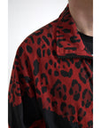 Dolce & Gabbana Red Leopard Zip Sweater Jacket