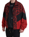Dolce & Gabbana Red Leopard Zip Sweater Jacket