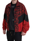 Dolce & Gabbana Red Leopard Zip Sweater Jacket