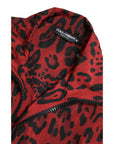 Dolce & Gabbana Red Leopard Zip Sweater Jacket