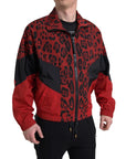 Dolce & Gabbana Red Leopard Zip Sweater Jacket