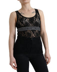 Dolce & Gabbana Elegant Lace Tank Top with Logo Stripe
