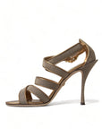 Dolce & Gabbana Bronze Crystal Stiletto Heels Sandals
