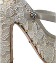 Dolce & Gabbana Chic Lace Block Heels Sandals in Cream White