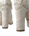 Dolce & Gabbana Chic Lace Block Heels Sandals in Cream White