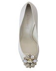 Dolce & Gabbana Crystal-Embellished White Peep Toe Heels
