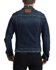 Dolce & Gabbana Embellished Turquoise Denim Jacket