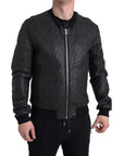 Dolce & Gabbana Elegant Black Leather Bomber Jacket