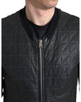 Dolce & Gabbana Elegant Black Leather Bomber Jacket