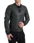 Dolce & Gabbana Emerald Green Goatskin Bomber Jacket