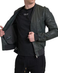 Dolce & Gabbana Emerald Green Goatskin Bomber Jacket