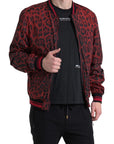 Dolce & Gabbana Red Leopard Print Bomber Jacket