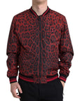 Dolce & Gabbana Red Leopard Print Bomber Jacket
