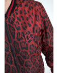 Dolce & Gabbana Red Leopard Print Bomber Jacket