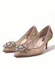 Dolce & Gabbana Elegant Pink Floral Crystal Pumps