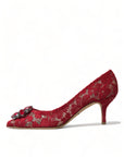 Dolce & Gabbana Radiant Red Lace Heels with Crystals