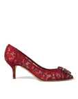 Dolce & Gabbana Radiant Red Lace Heels with Crystals