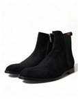 Dolce & Gabbana Elegant Black Velvet Mid-Calf Boots