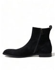 Dolce & Gabbana Elegant Black Velvet Mid-Calf Boots