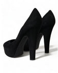 Dolce & Gabbana Black Suede Heeled Pumps Sophistication