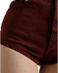 Dolce & Gabbana High Waist Red Denim Hot Pants Shorts