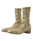 Dolce & Gabbana Elegant Mid Calf Gold Boots Exclusive Design