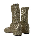 Dolce & Gabbana Elegant Mid Calf Gold Boots Exclusive Design