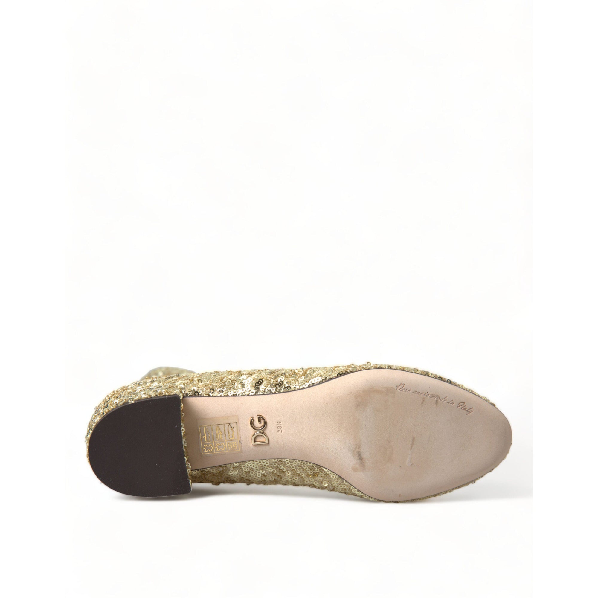 Dolce & Gabbana Elegant Mid Calf Gold Boots Exclusive Design