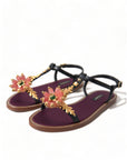 Dolce & Gabbana Elegant Crystal-Adorned Flat Sandals