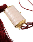 Dolce & Gabbana Exotic Pink Leather Mini Mirror Bag with Tassel