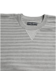 Dolce & Gabbana Elegant Gray Striped Silk Crewneck Pullover