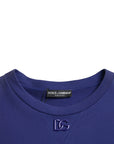 Dolce & Gabbana Royal Blue Cotton Crewneck Sweater
