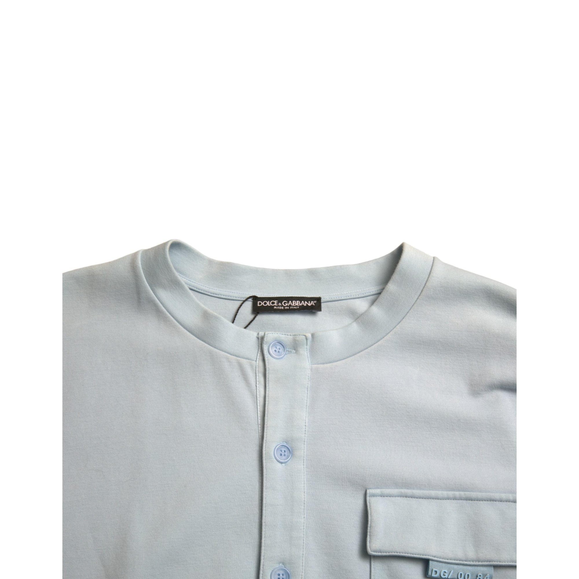 Dolce & Gabbana Elegant Light Blue Cotton Blend Crew Neck Sweater