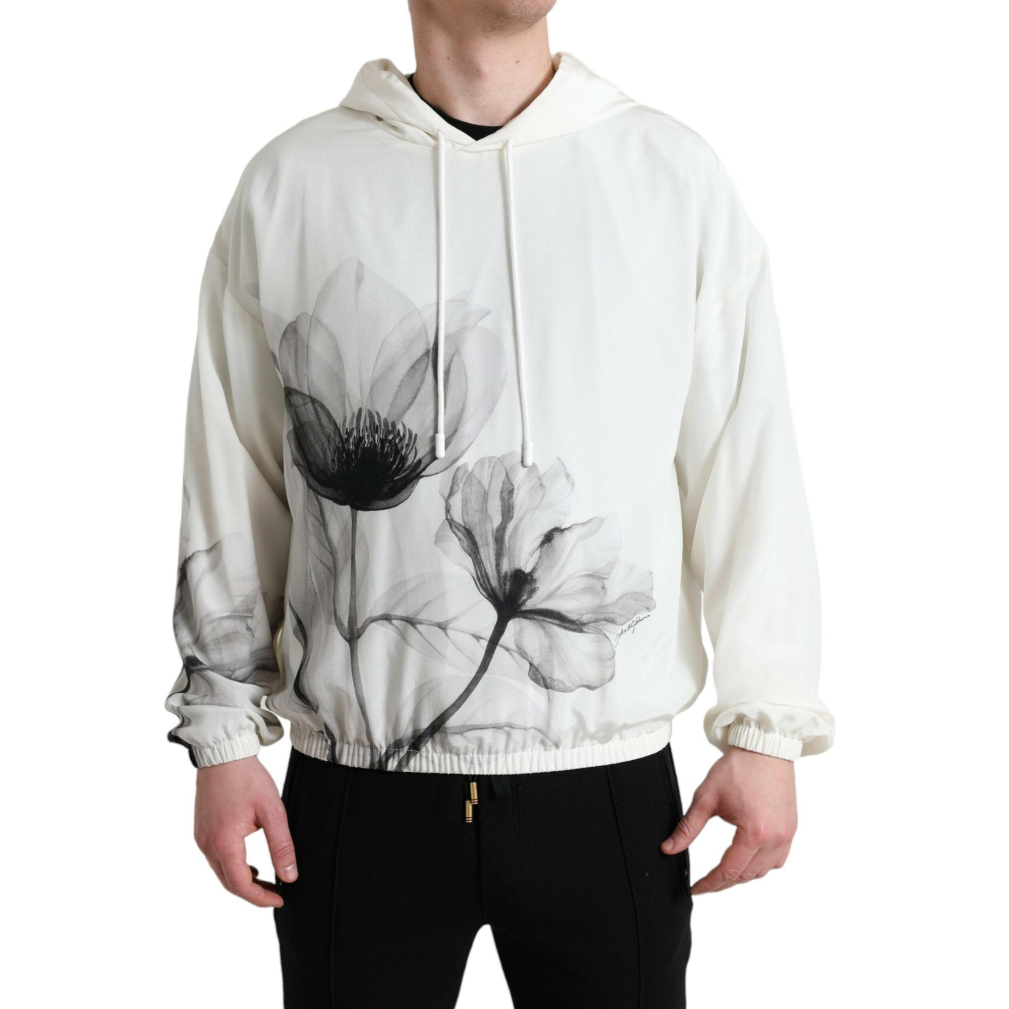 Dolce & Gabbana Elegant Floral Silk Hooded Pullover