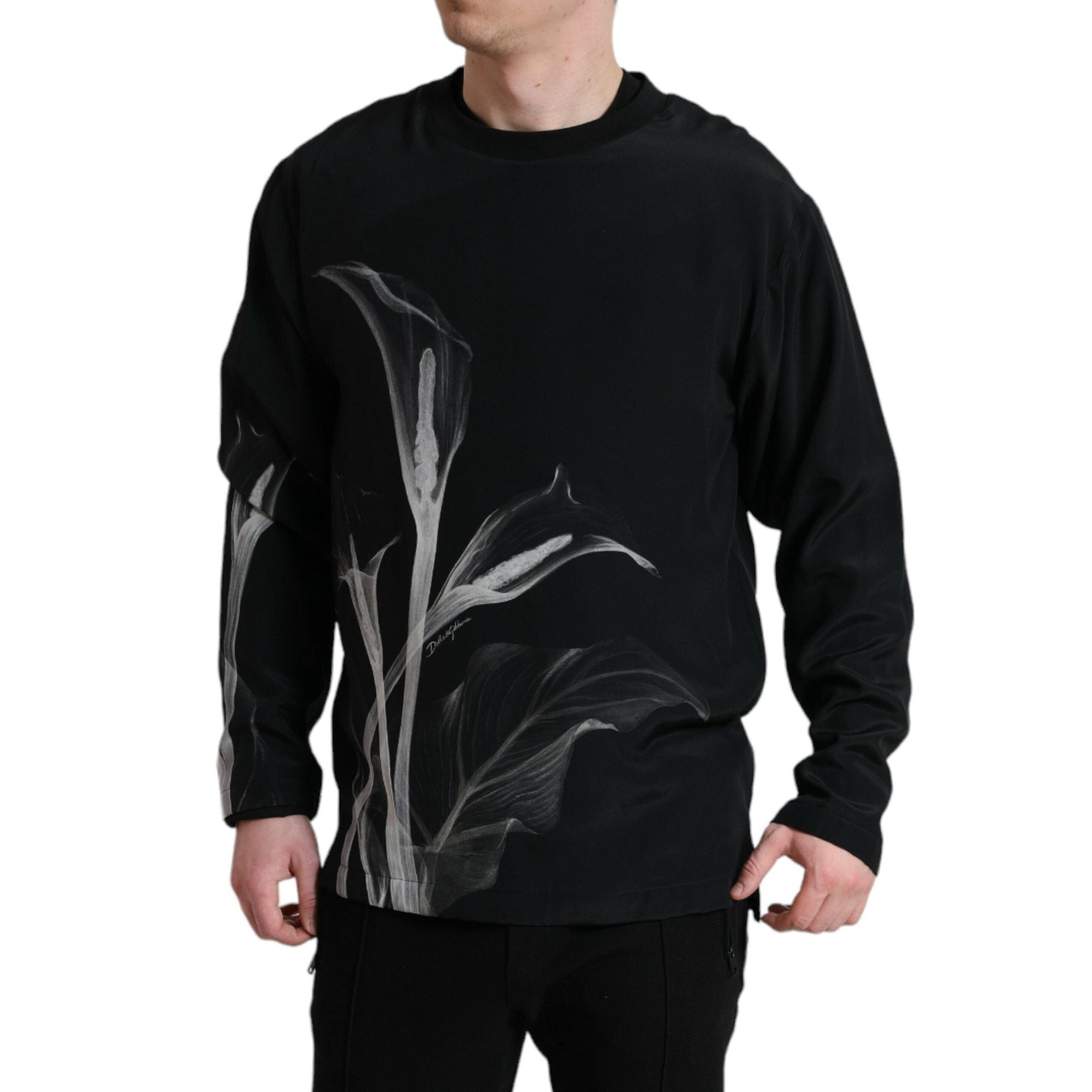 Dolce & Gabbana Floral Silk Crew Neck Sweater