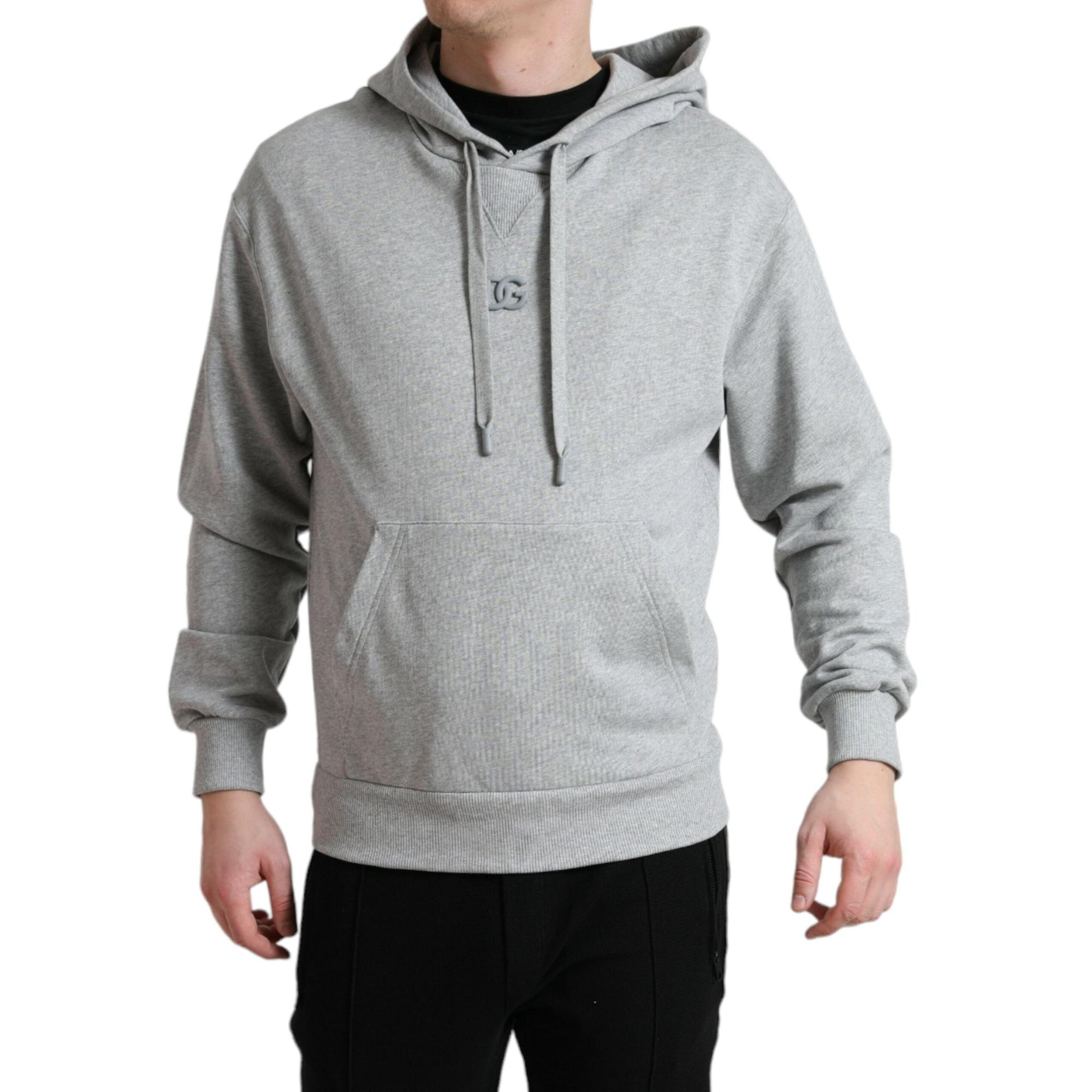 Dolce & Gabbana Chic Gray Logo Hooded Cotton Sweater