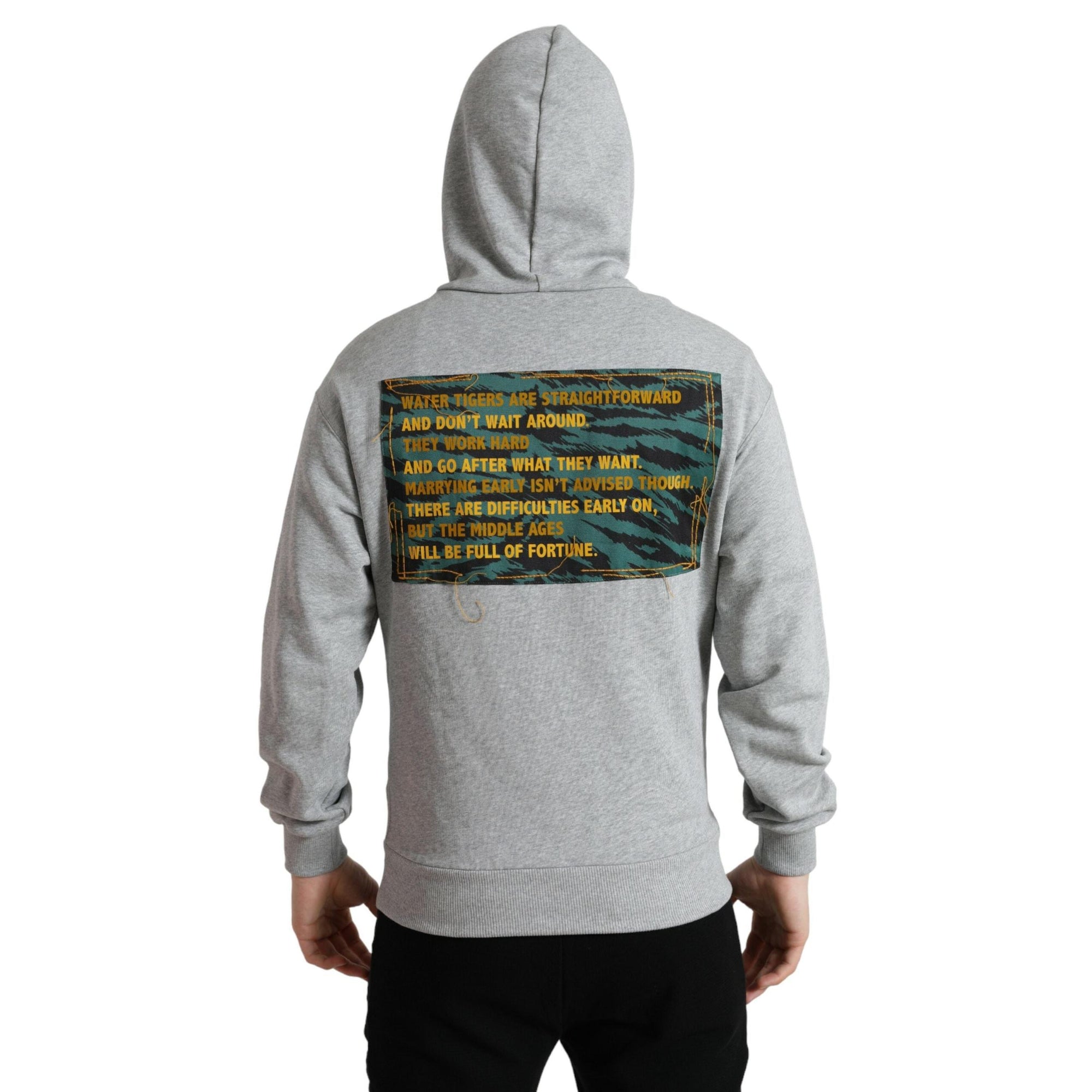 Dolce & Gabbana Chic Gray Logo Hooded Cotton Sweater
