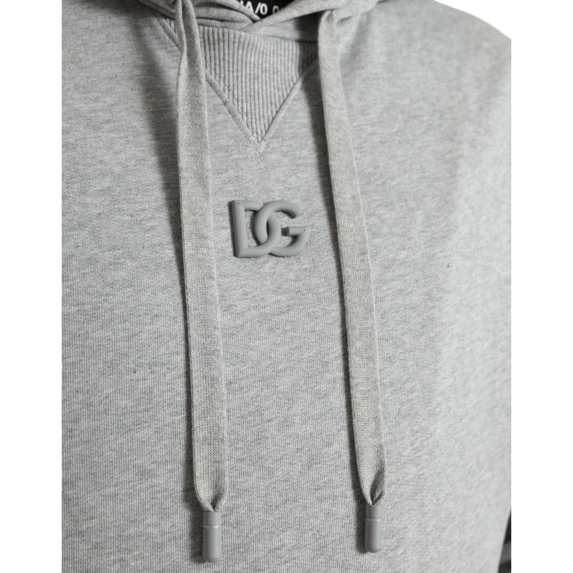 Dolce & Gabbana Chic Gray Logo Hooded Cotton Sweater