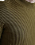 Dolce & Gabbana Army Green Viscose Crew Neck Sweater