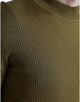 Dolce & Gabbana Army Green Viscose Crew Neck Sweater