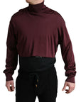 Dolce & Gabbana Maroon Turtleneck Viscose Sweater