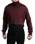 Dolce & Gabbana Maroon Turtleneck Viscose Sweater