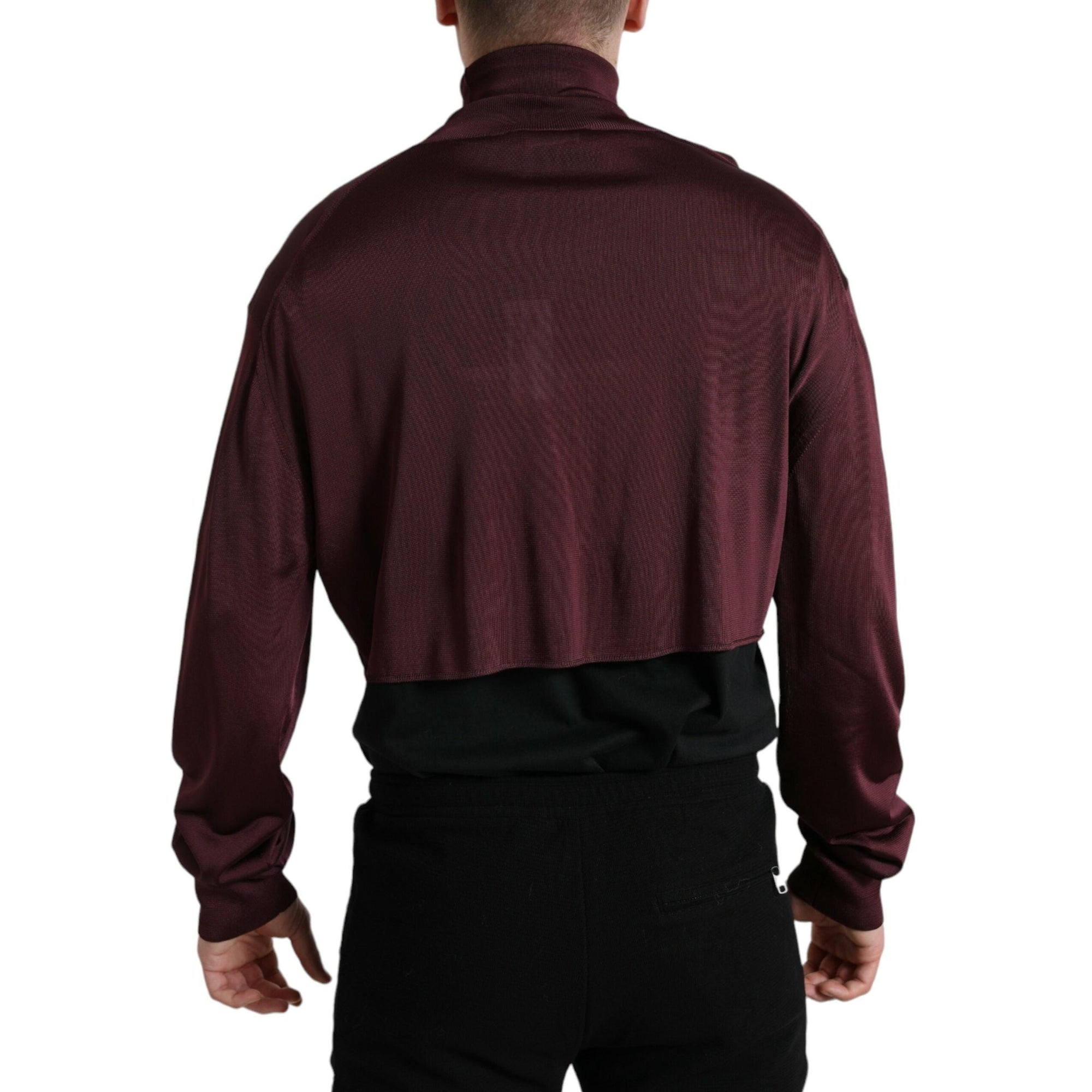 Dolce & Gabbana Maroon Turtleneck Viscose Sweater