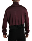 Dolce & Gabbana Maroon Turtleneck Viscose Sweater
