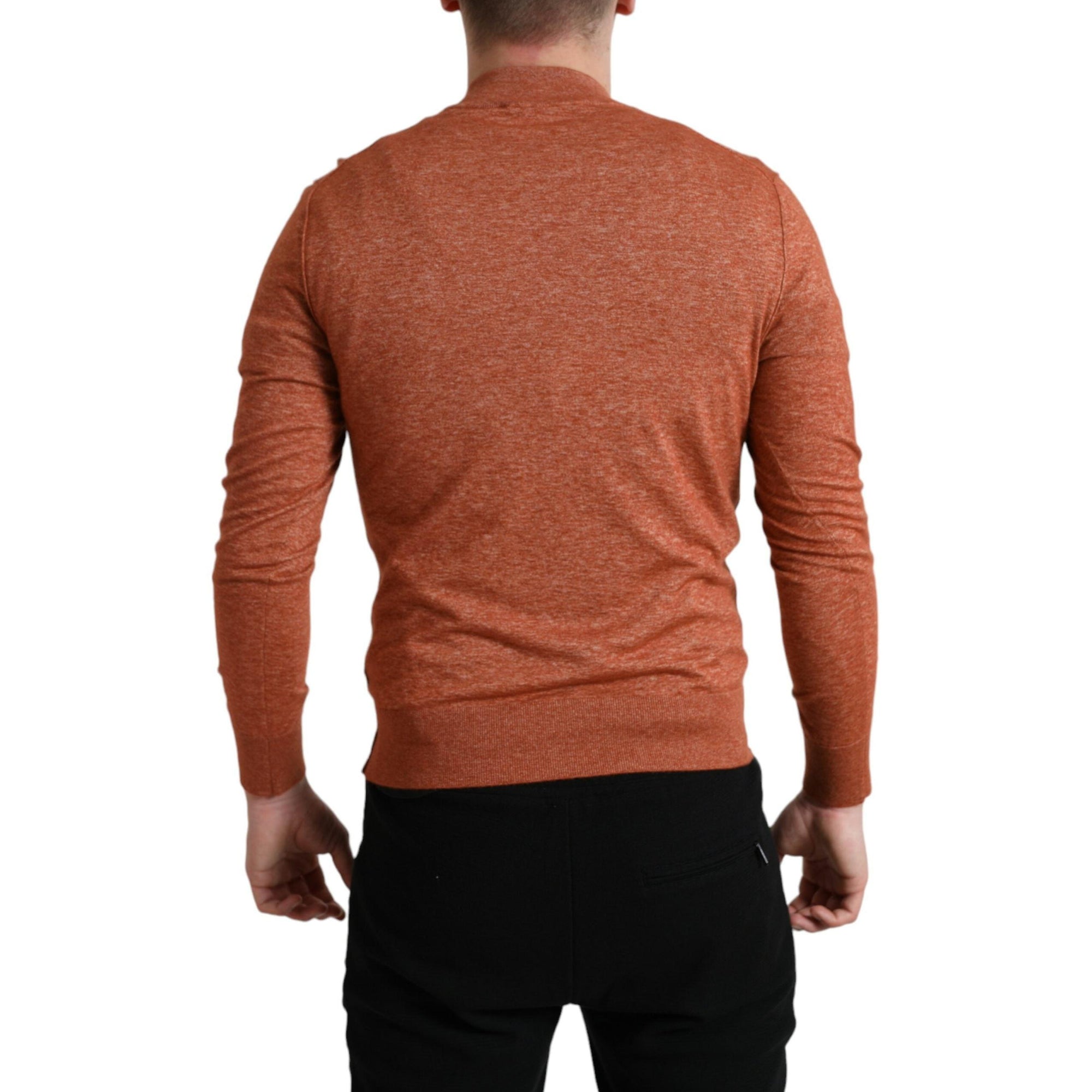 Dolce & Gabbana Silk-Cashmere Orange Crew Neck Sweater