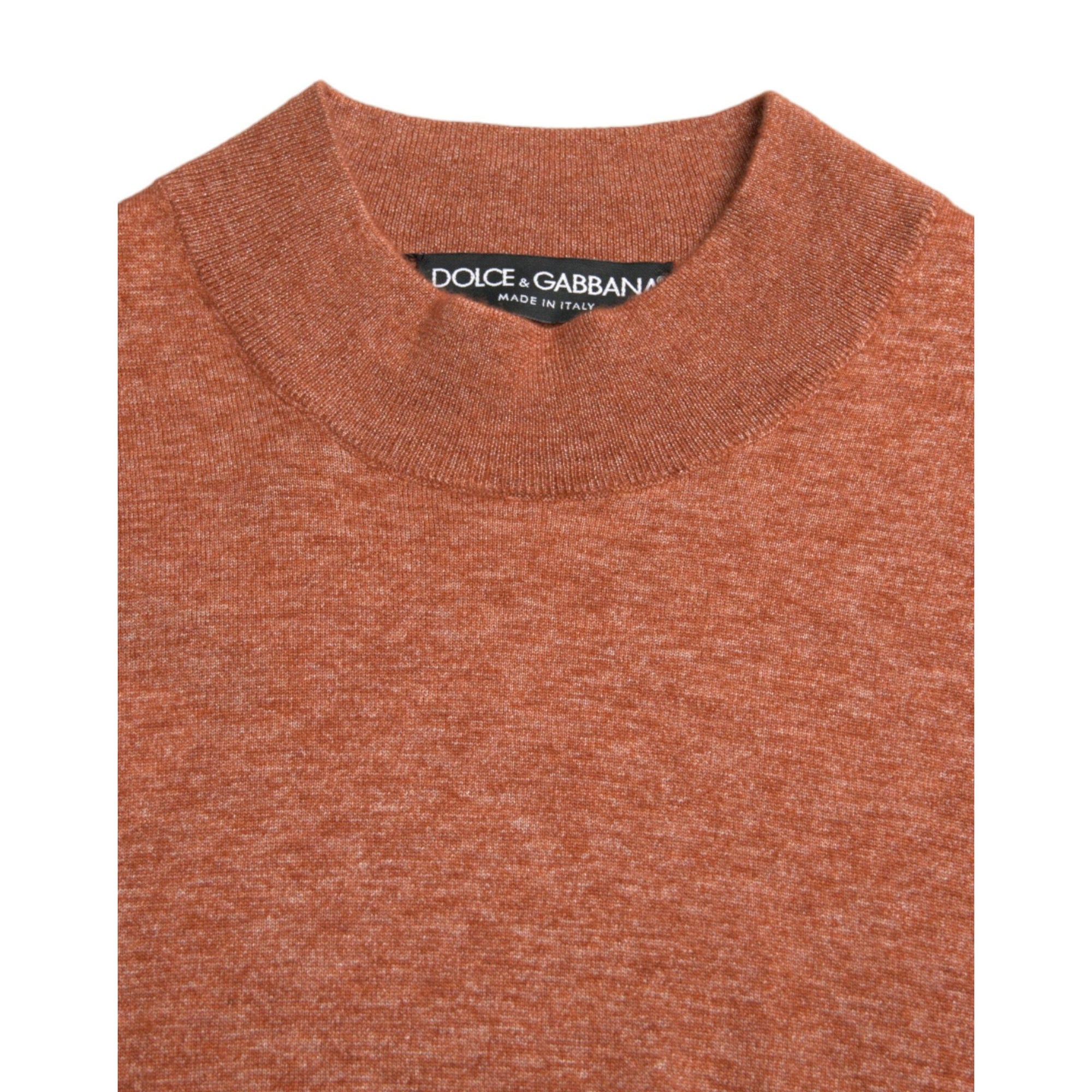 Dolce & Gabbana Silk-Cashmere Orange Crew Neck Sweater