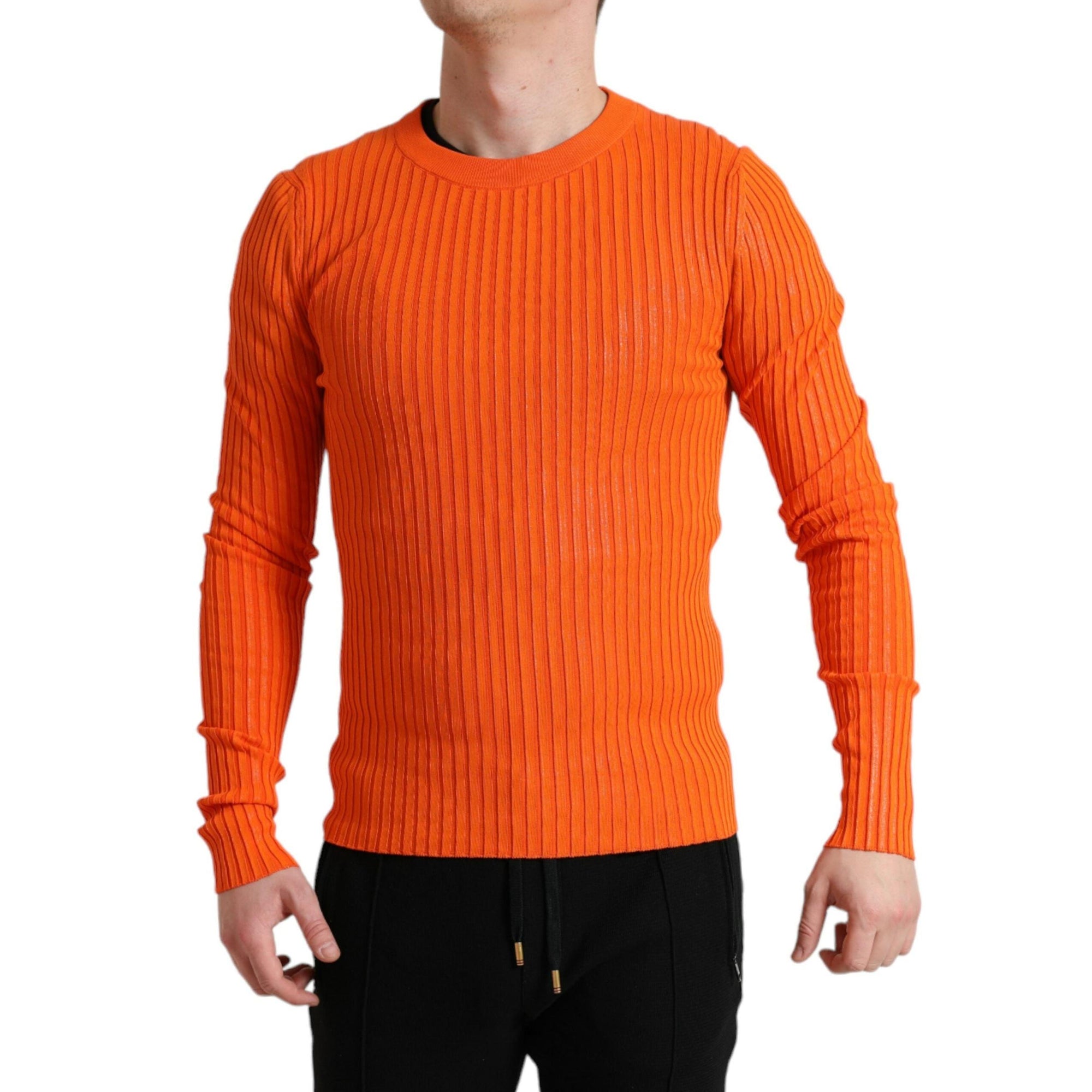 Dolce & Gabbana Sleek Sunset Orange Knitted Pullover Sweater